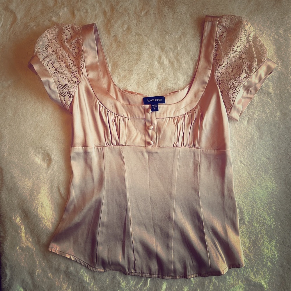 Bebe blush silk top
